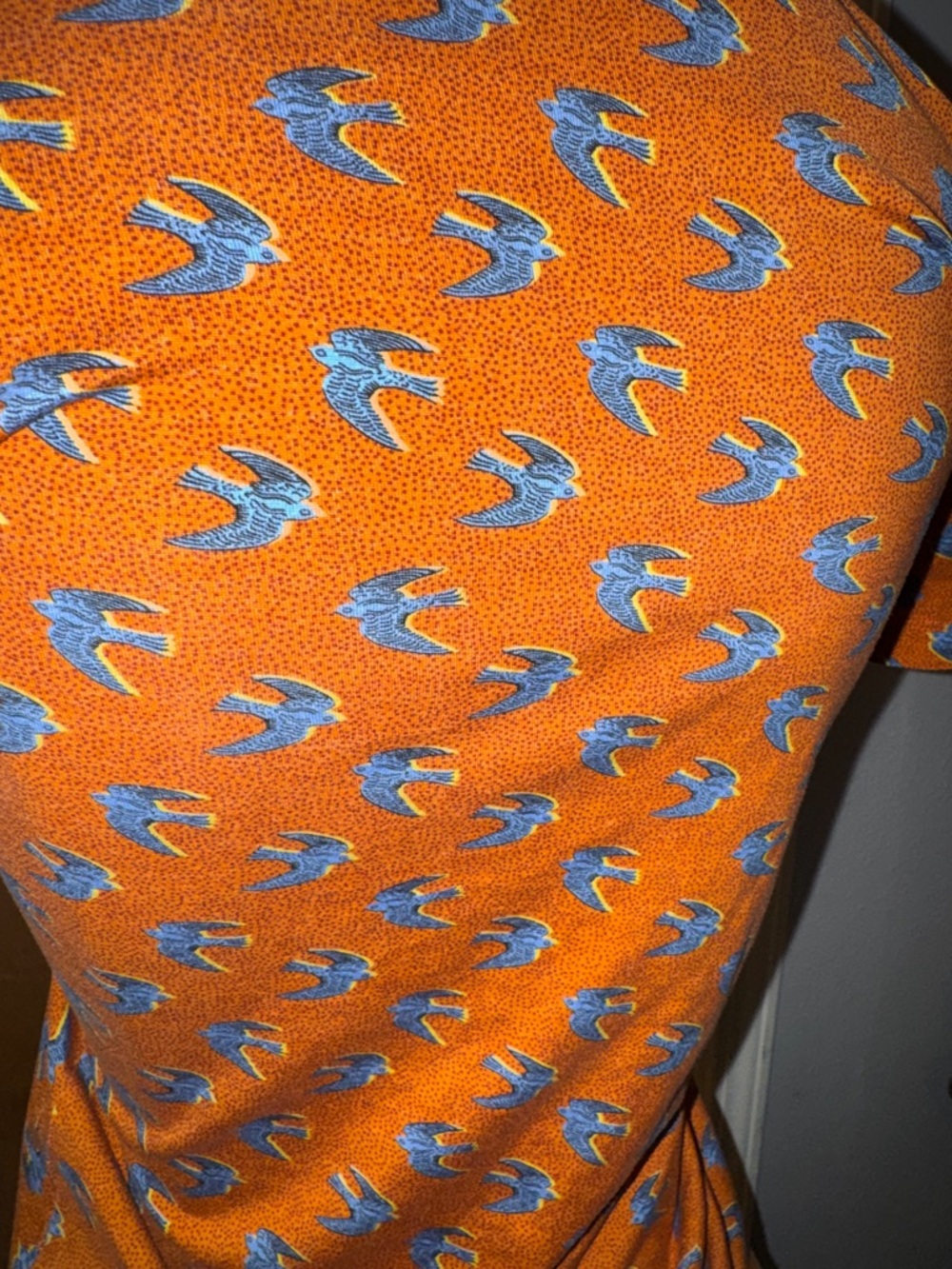 Tory Sport Orange Polo W/blue Sparrow Birds, Tory Burch, Tennis, Golf M - Picture 5 of 10